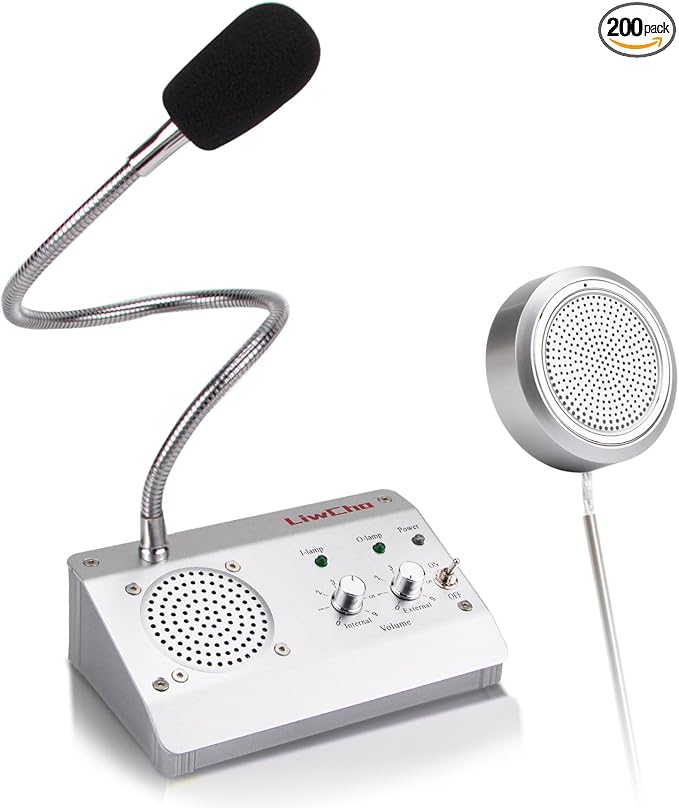Dual-Way Window Intercom System,High Power Speaker,Microphone Speaker for Teller Window, Two Way Interphone for Bank,Hospital,Business,Office.