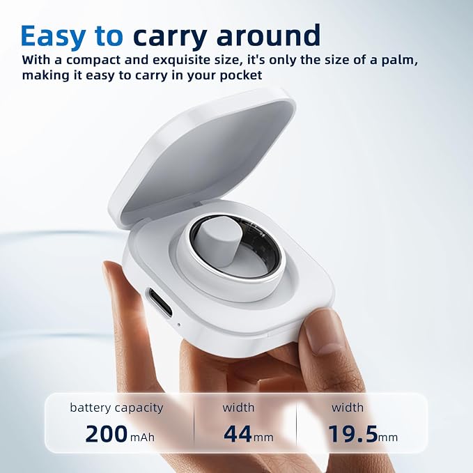 Smart Ring, Ceramics Fitness Tracker & Health Monitoring Ring with Heart Rate/SpO2/HRV/Sleep Tracking, Multi-Sport Activity Tracker, 5ATM Waterproof, iOS Android Compatible (White, 7)
