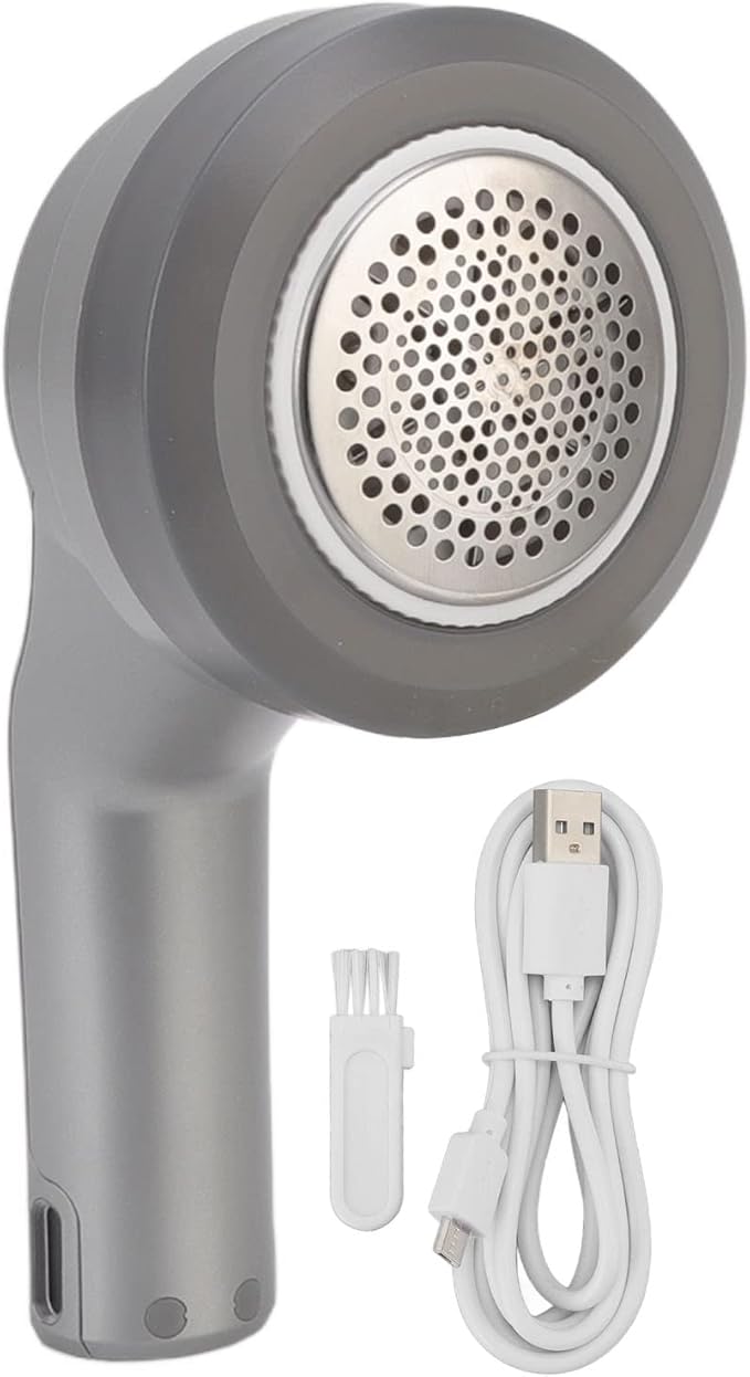 Fdit Electric Lint Remover, Rechargeable USB Fabric Defuzzer with 6 Blade Steel, 1200mAh Battery, Travel Size Hairball Trimmer for Clothing and Blankets