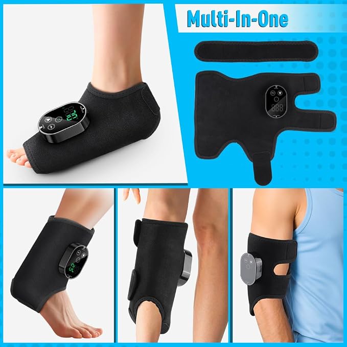 Electric Foot Massager with Heat Therapy, Portable Heated Foot Care Device Heated Wrap with 3 Vibration Modes and 5 Heat Levels - Cordless Portable Design (1-Piece, 1, Count)