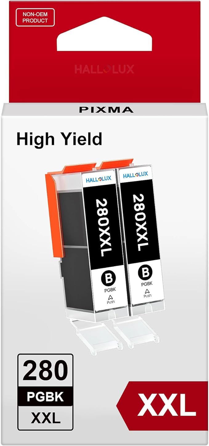280XXL PGBK Ink for Canon 280 PGBK 280 XXL Ink Cartridges Compatible with Canon TR8520 TR8620 TR7520 TS6120 TS6320 TS9120 TS8220 TR8600 TR8500 TR8622 Pinter Ink(280 XXL, 2 Pack)