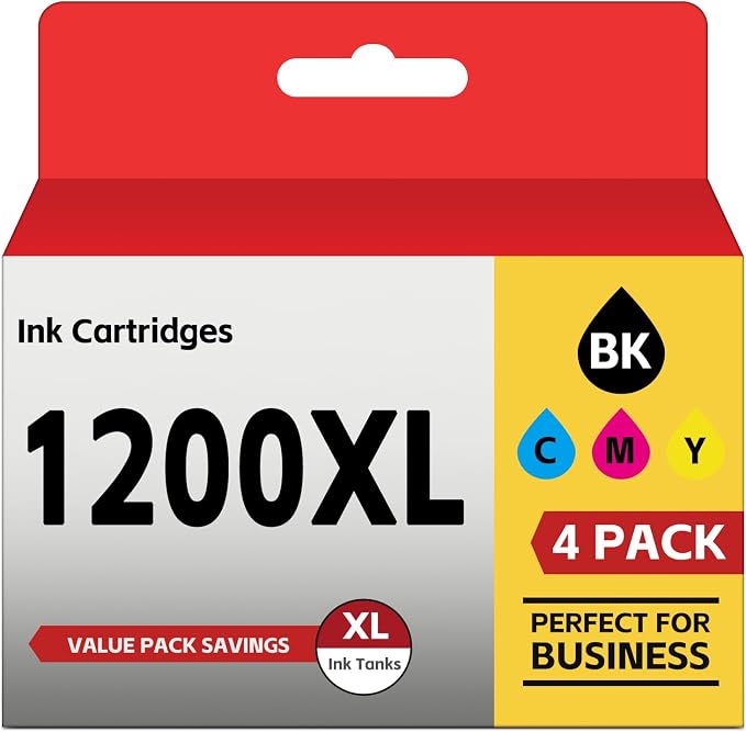 PGI-1200 XL Ink Cartridges MB2720 MB2120 Ink Compatible for Canon Maxify 1200 Ink Cartridges, Compatible with Maxify MB2720 MB2020 MB2120 MB2320 MB2050 MB2350 Printer (Black/Cyan/Magenta/Yellow)4 Pack