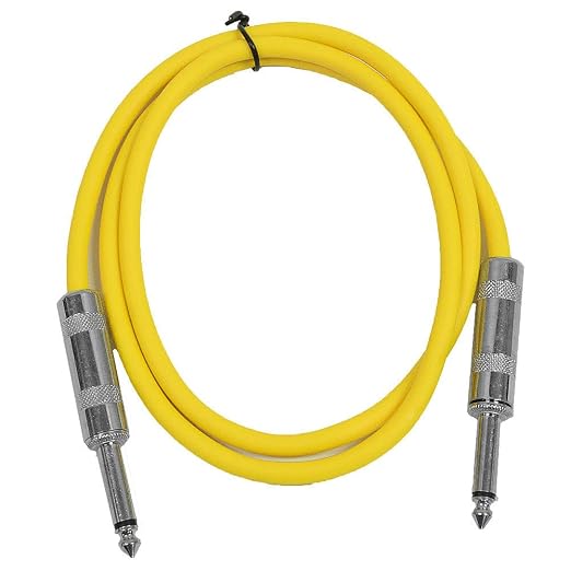 Seismic Audio - SASTSX-3 (6 Pack) - 3 Foot TS 1/4" Guitar, Instrument, or Patch Cables Yellow