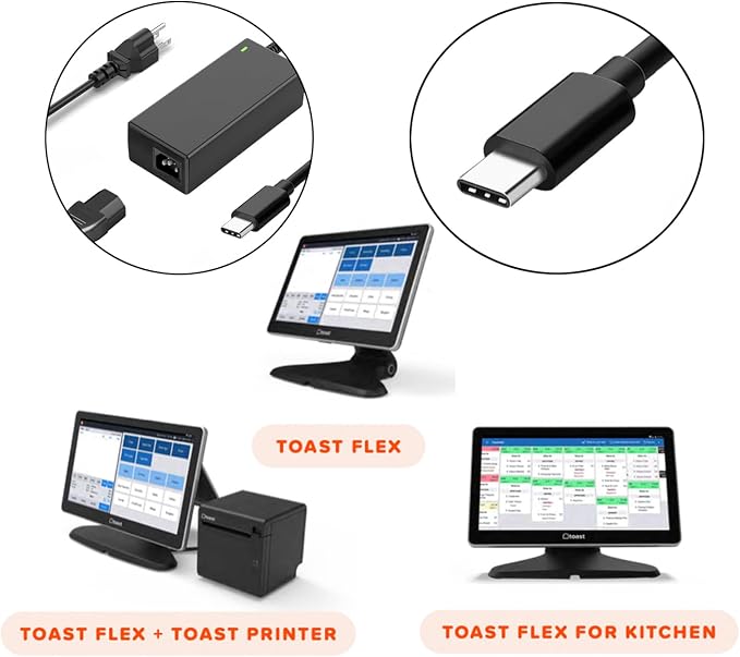 24V USB-C AC DC Adapter Compatible with Toast Flex 14 22 Receipt Printer TP200 SOY-2400400 TK200 TK300 TT200 TT201 TT202 TT203 TT204 TT500 TT501 Terminal Data Processing Machine Power Supply