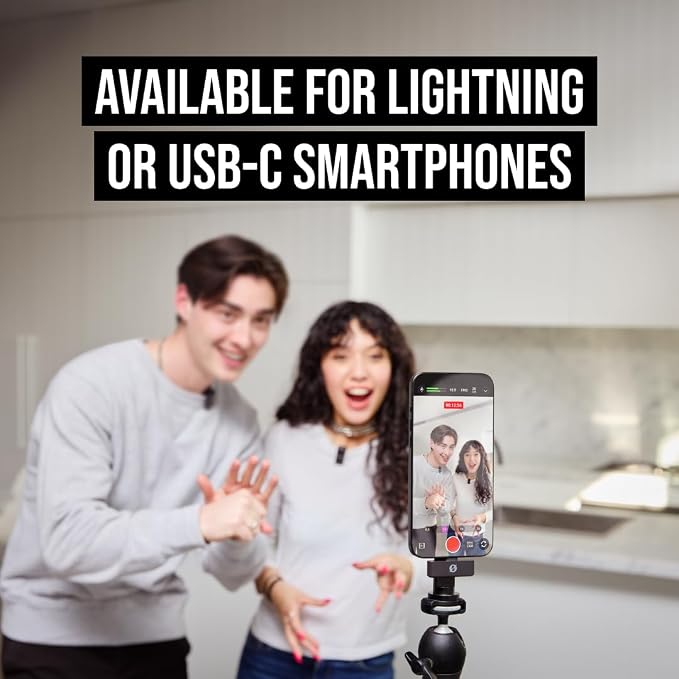 RØDE Wireless Micro — Compact Wireless Microphone for Lightning (X Through 14), Two Mics with Charging Case for Smartphone Content Creation, Black — NOT for iPhone 15+