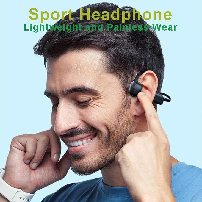 AYI Professional Swim Headphones True Bone Conduction Open Ear Headset MP3 Player Built-in 32G Memory IP68 Underwater Waterproof Bluetooth Earphone for Driving Bicycling Running Skiing-White