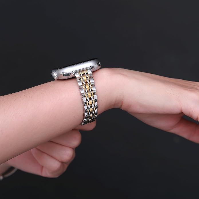 Slim Metal Band Compatible with Apple Watch Bands for Women, Series 11/10/9/8/7/6/5/4/3/2/1/SE, 46/42mm (S11/10), 45/44/42mm, 41/40/38mm Stainless Steel Bracelet