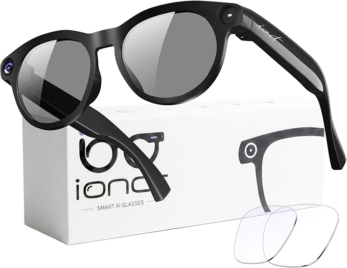 AI Smart Glasses with Camera, 8MP HD Video, Real-Time Translation | Photo Capture,Object Recognition,300 mAh Battery,80min Video Time,Open-Ear Music, Bluetooth Calls, AI Assistant