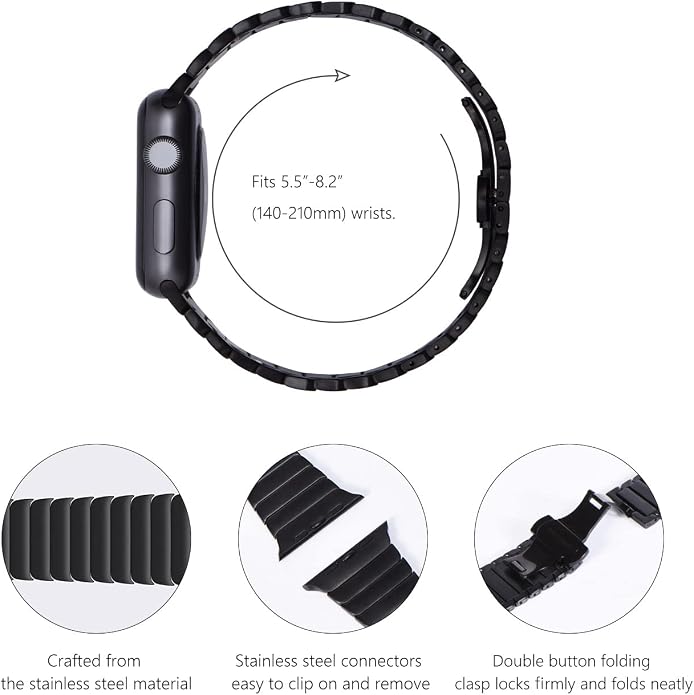 NewWays Titanium & Stainless Steel Link Bracelet for Apple Watch Band Ultra 3 2 1 Band 49mm Series11 10 46mm 42mm 45mm 44mm 41mm 40mm 38mm Series 3-11