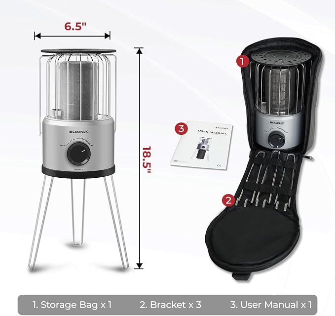 2 in 1 Propane Heater & Stove, CAMPLUX 8500 BTU Portable Propane Heater Indoor with Handle, Outdoor Gas Stove for Patio, Camping, Tent, Ice Fishing, Garage