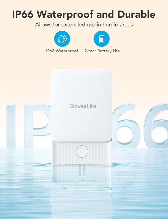GoveeLife Premium Smart Water Leak Detector 2 with 1968ft Ultra-Long Range, WiFi Water Sensor with SMS/Email/APP Push and Sound Alarm, 5-Year Battery Life, Suitable for Home, Basement, Kitchen, 3 Pack