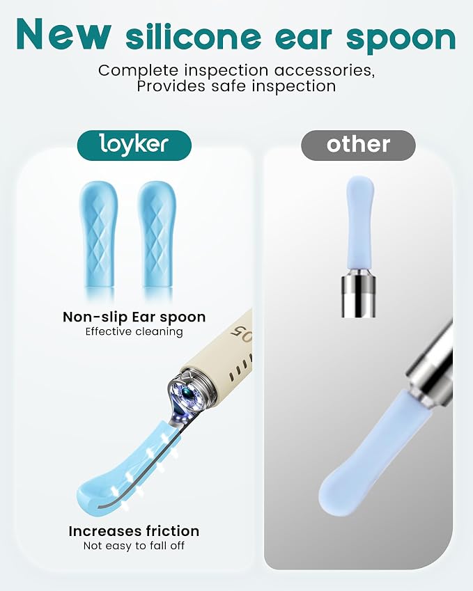 Loyker Ear Wax Removal, Ear Cleaner with 1080P Camera, Ear Cleaning Kit with 12 Ear Pick, Visual Ear Picker Earwax Remover Tweezers with 6LED Light, Ear Camera for iPhone, iPad, Android Phones, White