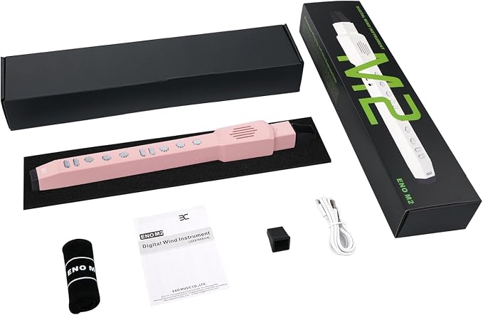 EX Electric Digital Wind Instrument, Electric Saxophone, with 12 Tones, 3 Fingering Modes, 3-Octave Range, Auto Vibrato & Transpose, Bluetooth MIDI & Rechargeable, Pink