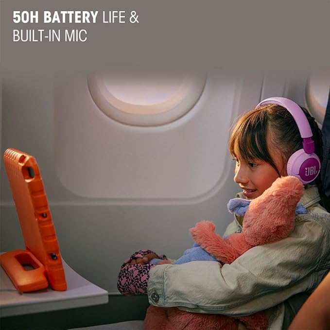 JBL Junior 320BT - Wireless on-Ear Kids Headphones with JBL Safe Sound (<85dB), Fit for Kids, Parental Control with Customizable Volume & Playtime and 50Hr Battery Life (Blue)
