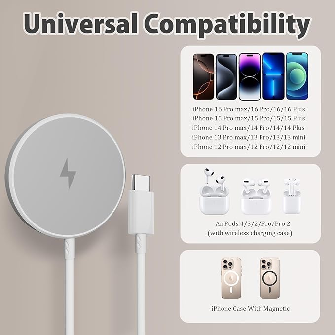 [Apple MFi Certified] Magnetic Charger for iPhone 17 16e, 10FT 2Pack Fast Charge for Apple MagSafe Wireless Charger, Long Wireless Mag Safe Charging Pad for iPhone 17 Pro Max/17 Air/16 Pro/15/14/13/12