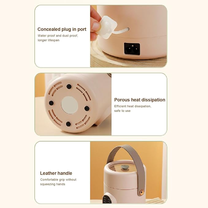 Mini Electric Cooker with Visual Lid Portable Stewing Cooking Pot for Rice Eggs Noodles Porridge (US Plug 110V)