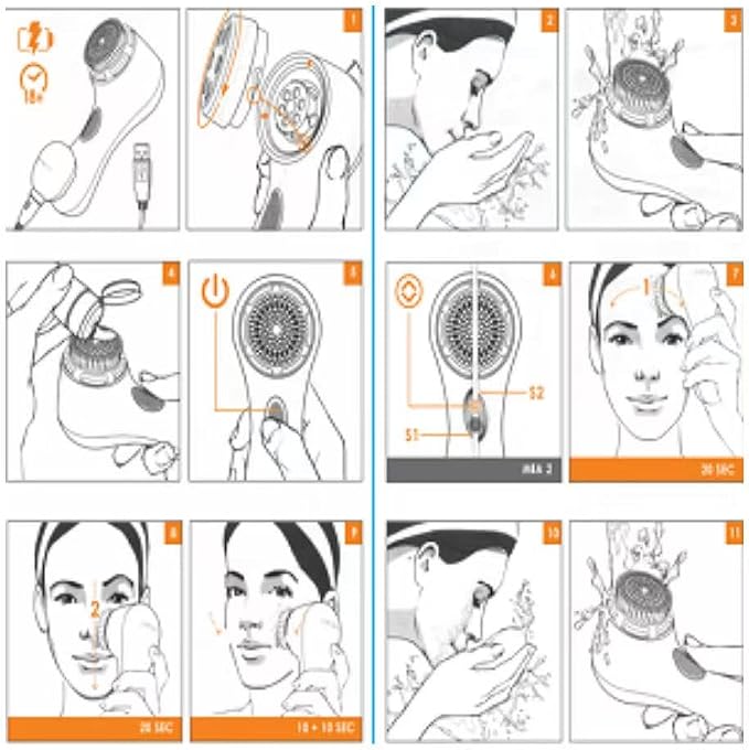 Sonic Facial Cleansing Facial Cleansing Device Mia2 Mini Version (Lavender) | Whitening with Replaceable Brush Head