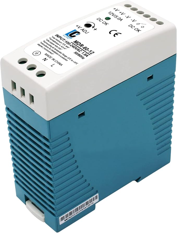 DIN Rail DC 12V Switching Power Supply MDR 60W (Input:100-240VAC,Output:12VDC,50/60HZ) Switch Converter (12V 5A)