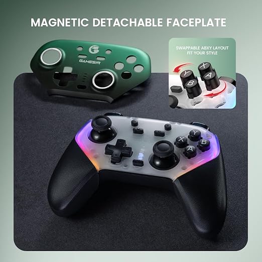 GameSir Super Nova Wireless Gaming Controller for PC/Switch/iOS/Android, Hall Effect Stick & Trigger, RGB Lighting, Swappable ABXY, Detachable Faceplate, 1000mAh with Charging Dock - Green
