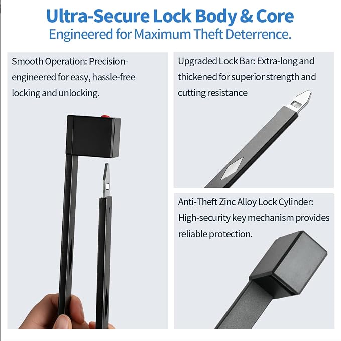 Folding Bike Chain Lock with Key for High Security, Heavy Duty Bicycle Lock with Solid Links for Bike, E-Bike, Scooter and Electric Scooter, Portable and Adjustable Design