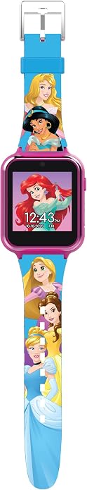 Accutime Disney's Princess Kids' Touchscreen Interactive Smartwatch, Built in Selfie-Camera, Easy-to-Buckle Strap, Model: PN4258AZ