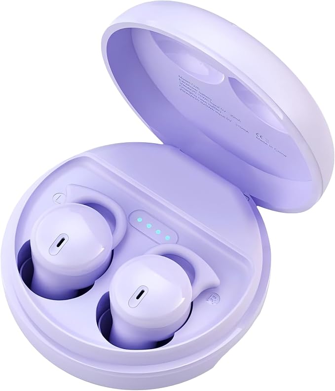 Invisible Sleep Headphones, Sleep Earbuds for Side Sleepers, Mini Noise Blocking Sleep Earphones, Bluetooth 5.3 Wireless Earbuds for Sleeping, Working, Purple
