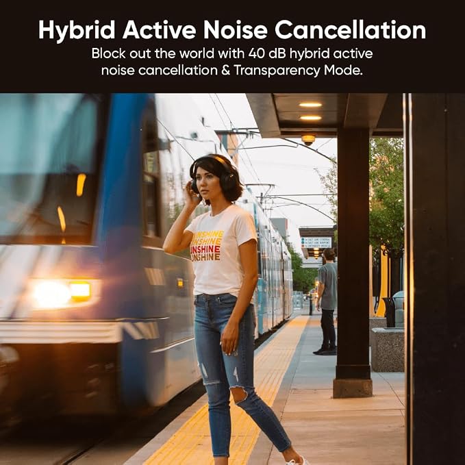 Wyze Headphones Noise Cancelling, Wireless Over Ear Bluetooth Headphones with Mic, Alexa Built-in, HiFi Sound, Transparency Mode for Travel Home Office, Custom EQ via Wyze App