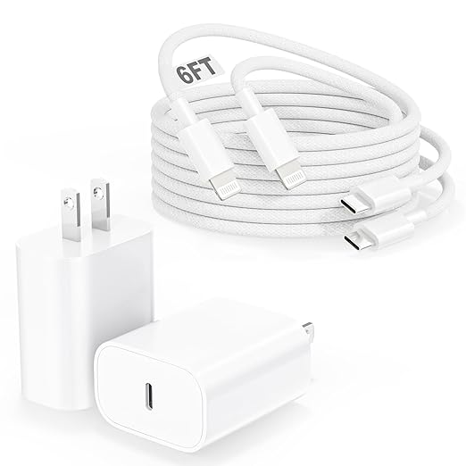 [Apple MFi Certified] iPhone Fast Charger,Phone 14 Fast Charger USB C Wall Charger with 2-Pack 6FT Fast Charging Braided Cable Compatible with iPhone 14 ProMax/14 Plus/13 Mini/13/12/11/X/XR