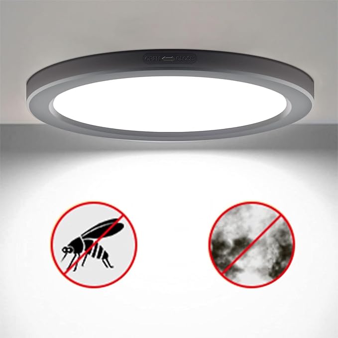 5.4" Flush Mount Dimmable LED Ceiling Light - 5000K Black, Ultra Thin Round, 14Pack for Bedroom, Bathroom, Kitchen, Hallway, Basement, Closet