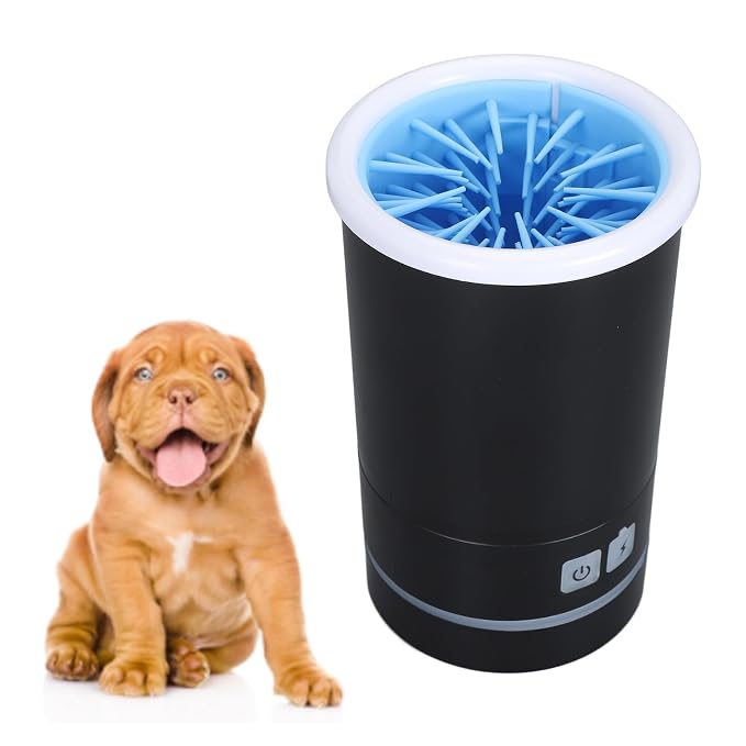 Automatic Dog Paw Cleaner, Soft Electric Washer Cup, USB Rechargeable, Portable, for Small to Medium Dogs and Cats, Black White