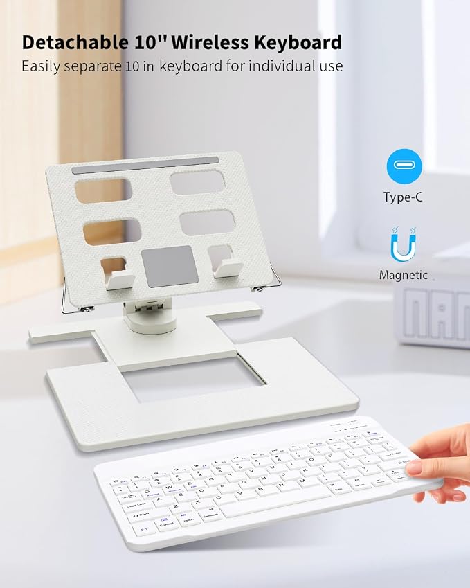 Desk Stand and Bluetooth Keyboard Combo for Samsung Galaxy Z Fold 7/6/5/4/Z Trifold, 4 in 1 Set Include Mouse Pen, Adjustable Foldable Tablet Stand Holder Fits for Motorola Razr Fold 2026