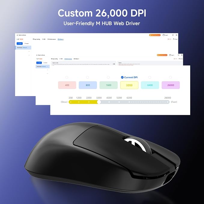 MCHOSE L7 Pro Wireless Gaming Mouse Super Light 39g, Gaming Mouse Esport with 26K DPI, Optical Switch, Programmable Buttons, Dual 8K Polling and PAW3395 Sensor, Tri-Mode Connection, PC/Mac - White