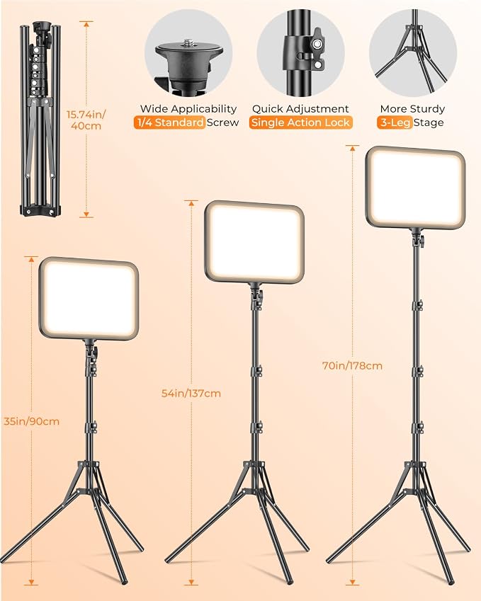 Torjim 11 Inch Video Light Kit for Creators-24W High Brightness Studio Lights with Tripod Stand & Phone Holder & Remote, Adjustable Photography Lighting for Clearer YouTube Streaming Home Studio