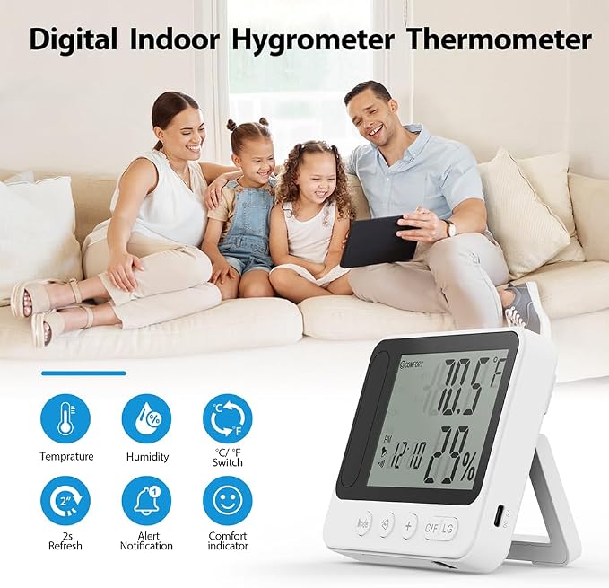MINI-Hidden-WIFI -Wireless-Secruity-Camera,4K Real FULL HD Nanny Cam With Hygrometer Thermometer Clock,Night Vision&Motion Detection Alerts.Mobile Phone APP Control,Support 2.4G &5G For Home Office