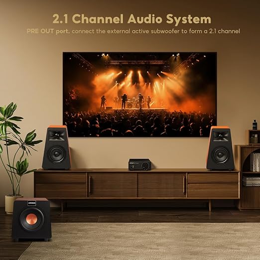 AIYIMA A07 Premium TPA3255 Power Amplifier 300Wx2 HiFi Class D Amp Mini 2 Channel Stereo Amplifier with Pre-Out for Desktop Bookshelf Speaker Home Audio System & DC32V 5A Power Adapter