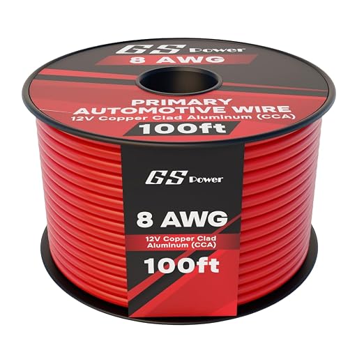 GS Power 100ft CCA 8 Gauge Wire Automotive, Red, 8 AWG 12v, Speaker Electrical Wire Low Voltage Primary for Car Stereo Audio Amplifier Trailer Harness Hookup Wiring DIY