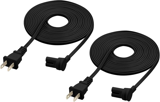 2-Pack - Extra Long Power Cords Compatible with Sonos Era 100 and Era 300 Speakers (25-Foot, Black)