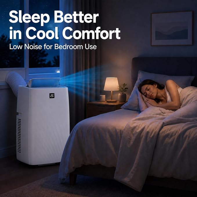 14000 BTU Portable Air Conditioners, 4-in-1 AC Unit with Cooling, Fan, Dehumidifier and Sleep Modes, for Rooms Up to 750 Sq.Ft, Remote Control, 24H Timer, Window Kit for Bedroom Apartment Dorm