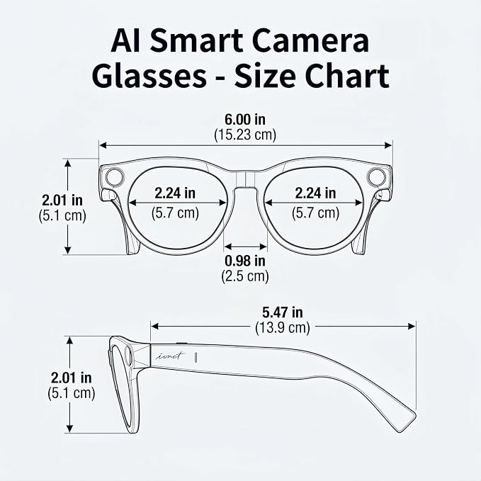 AI Smart Glasses with Camera, 8MP HD Video, Real-Time Translation | Photo Capture,Object Recognition,300 mAh Battery,80min Video Time,Open-Ear Music, Bluetooth Calls, AI Assistant