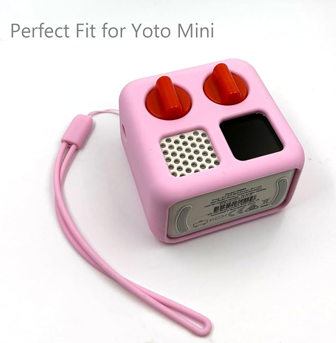 Silicone Cover and Travel Case Compatible with Yoto Mini with Headphones, Hard Carrying Case with Shoulder Strap and Adventure Jacket Accessories Set for Yoto Mini, Pink