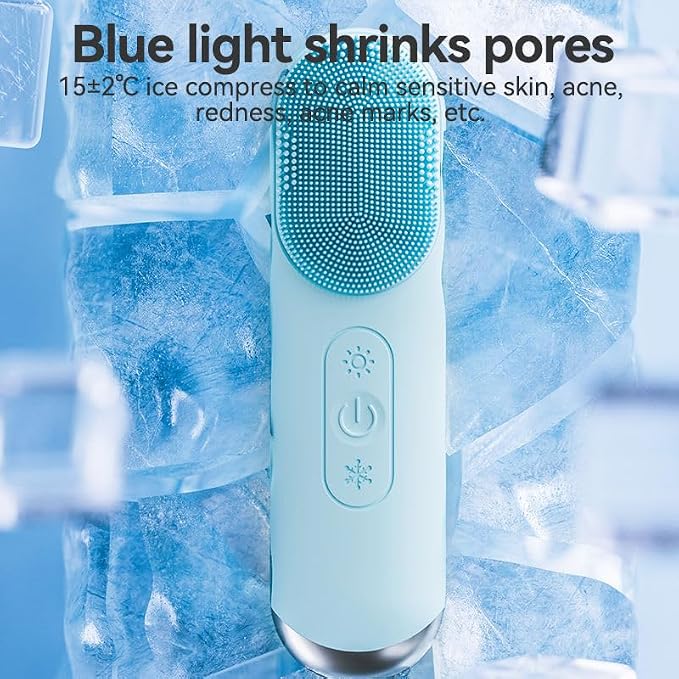 Silicone Facial Cleansing Brush with Heating & Vibration – Rechargeable Face Cleansing Device with Soft Silicone Bristles for Daily Skincare Routine
