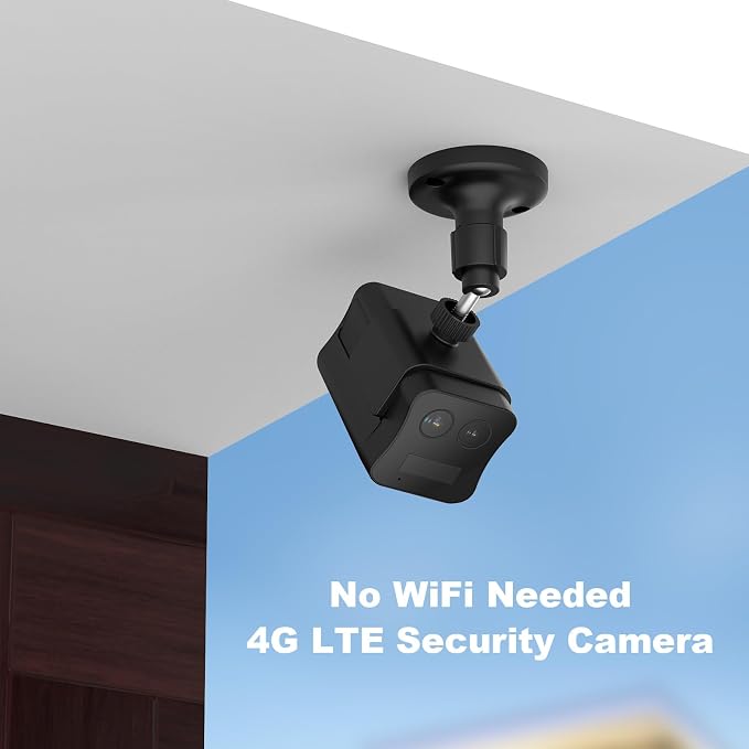 4G LTE Cellular Security Camera No WiFi Needed, Dual Lens Magnetic Cellular Camera with Long Standby Battery, Night Vision, Human Detect, Off Grid Security Camera for RV, Garage, Cabin, Barn(Black)