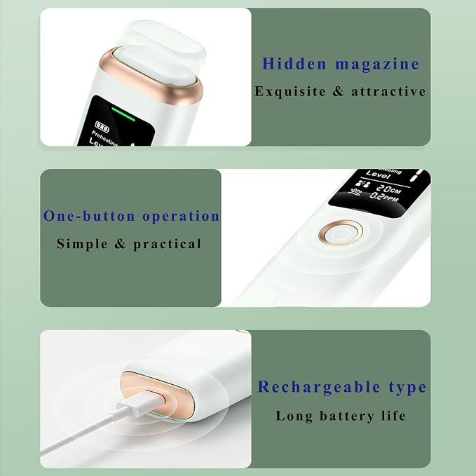 Bad Breath Tester, Smart Breath Odor Detector,Portable Contactless Bad Breath Checker,USB Charging,Display Bad Breath Level/Gas Concentration/Social Distance (White)