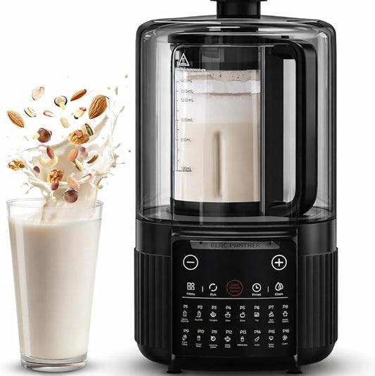 Blac Panther 16-in-1 Blender & Nut Milk Maker, 50oz – Soy/Oat Milk, Plant-Based Milk, Milkshake, Soup Maker. 8 High-Speed Blades, Ultra-Quiet Noise Canceling, Auto Timer, Heat Insulation.
