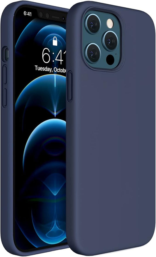 Miracase Compatible with iPhone 12 Pro Max Case, [Soft Anti-Scratch Microfiber Lining], Liquid Silicone Case Gel Rubber Shockproof Drop Protection Phone Case for 12 Pro Max, Dark Blue