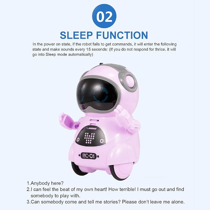 GoolRC Mini Pocket Robot, with Interactive Dialogue Conversation, Voice Recognition, Singing and Dancing, Electric Small Robot Gift (Pink)