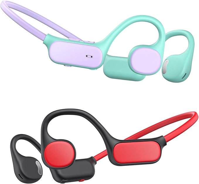 iClever Kids Headphones, Bluetooth 5.4 Air Conduction Open Ear Headphones, Safe Volume 74&85 dBA, Clear Audio, 360° Bending, Ultra-Light Comfortable Kids Bluetooth Headphones for iPad/Outdoor/Sports