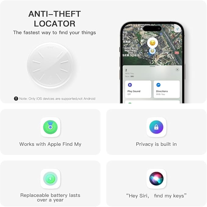 GPS Tracker for Vehicles, 1PCS Tracker Device for Vehicles, Work with Find My (iOS Only), Tracking Devices for Cars Hidden with Waterproof Case, No Monthly Fee GPS Trackers