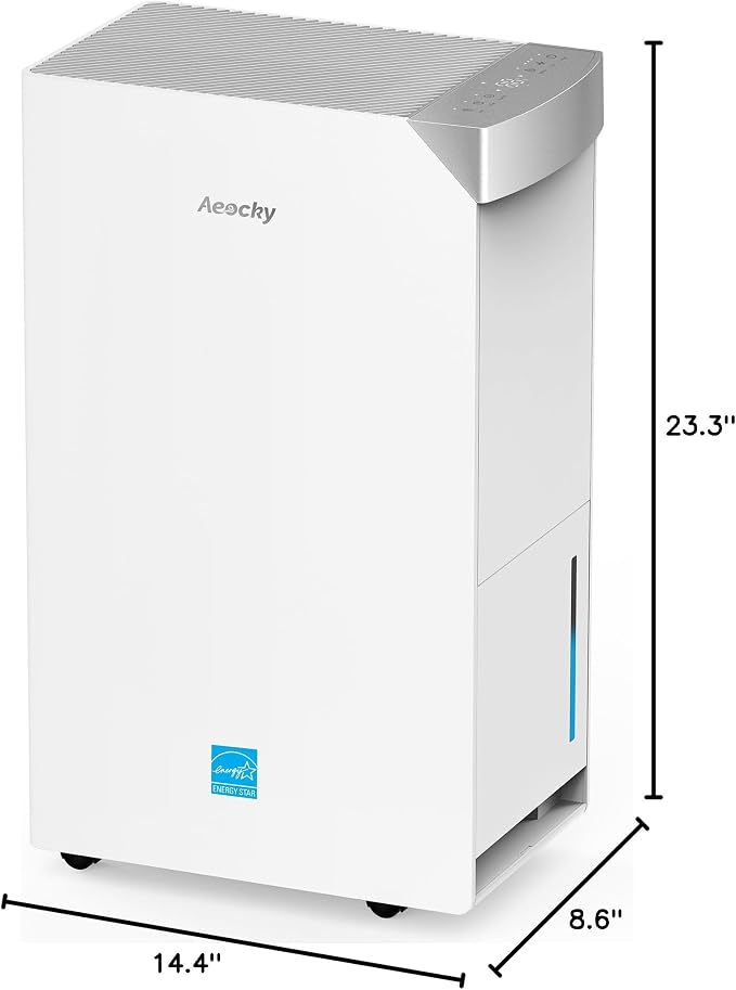 AEOCKY 4500 Sq.Ft 74 Pint/D Energy Star Version 6.0 Dehumidifier, Smart Compressor Dehumidifier with Drain Hose, Intelligent Humidistat,for Basement,Bedroom,Home,Bathroom