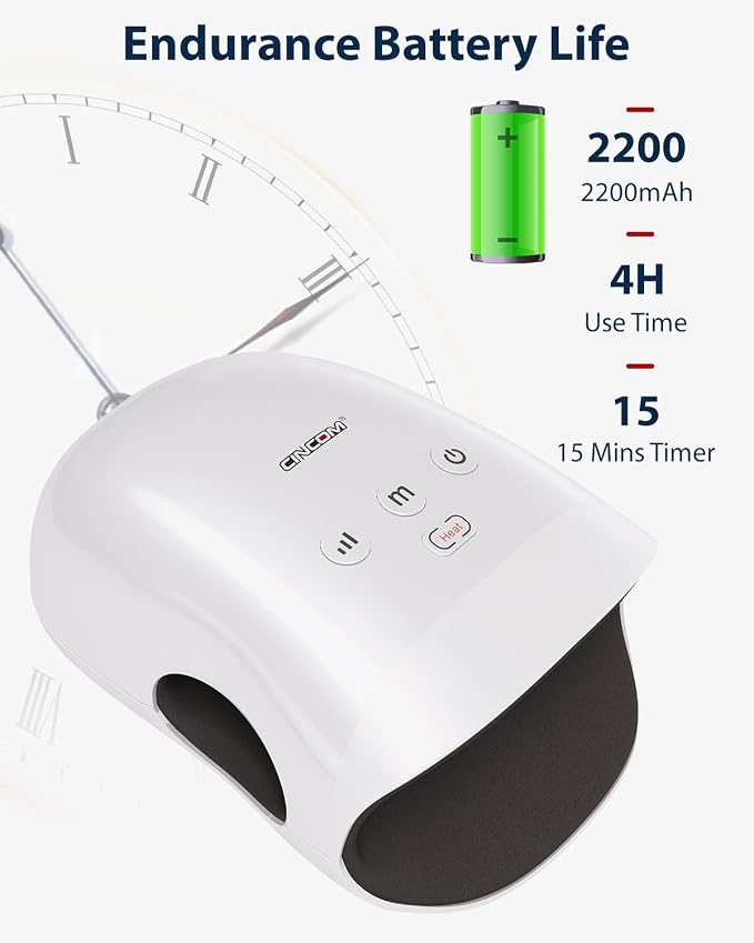 CINCOM Hand Massager with Heat & Compression, Cordless Rechargeable Hand Massager Relaxing Gifts for Women, Mom, Wife(White)
